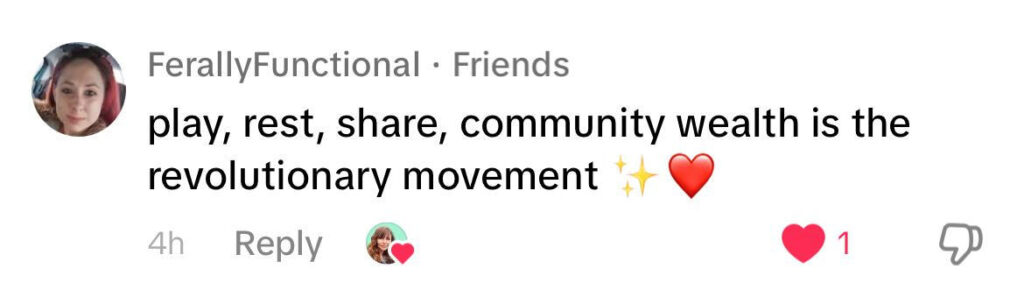 Play rest share community wealth is the revolutionary movement